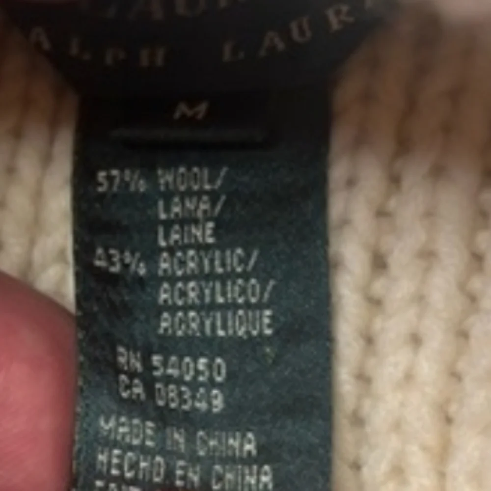 Vintage LAUREN Ralph Lauren Hand-Knit Wool Blend Cable Turtleneck - Cream - M - Picture 5 of 16